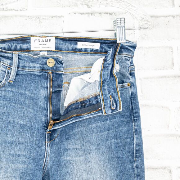 FRAME Denim Le High Straight Jeans in Roxton Blue Size 30 - Picture 6 of 10
